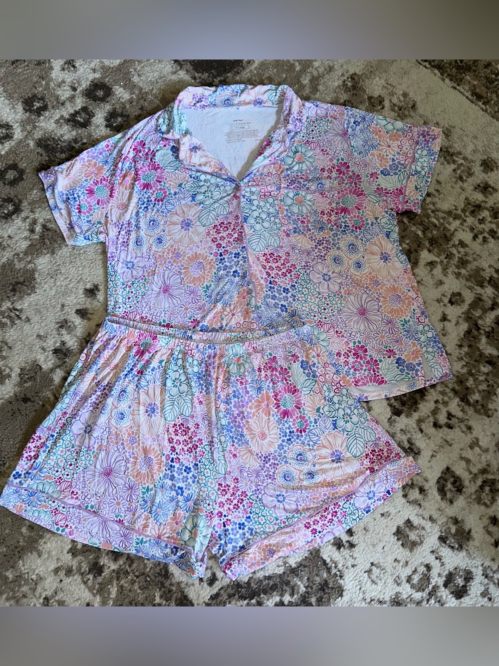 Little Sleepies Floral Pastel Short Pajama Set - Pink, Blue, Peach